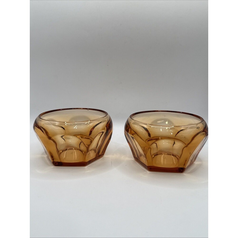 VINTAGE CAMBRIDGE AMBER HEXAGON TRINKET  BOWLS (2)